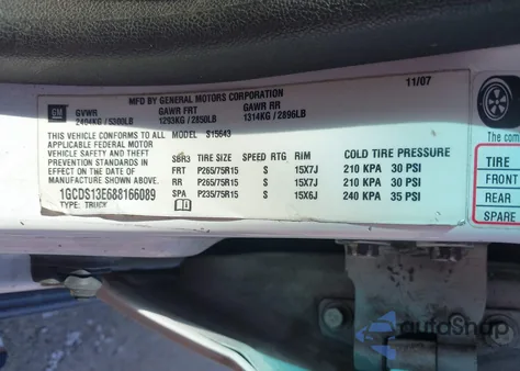 2008 Chevrolet Colorado Lt from USA, damaged, VIN 1GCDS13E688166089